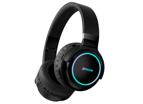 Proove Galaxy Bluetooth Headphones RGB backlight, up to 40 Hours of Listening Time without Recharging, USB Type-C Charging, Bluetooth 5.3 - Black